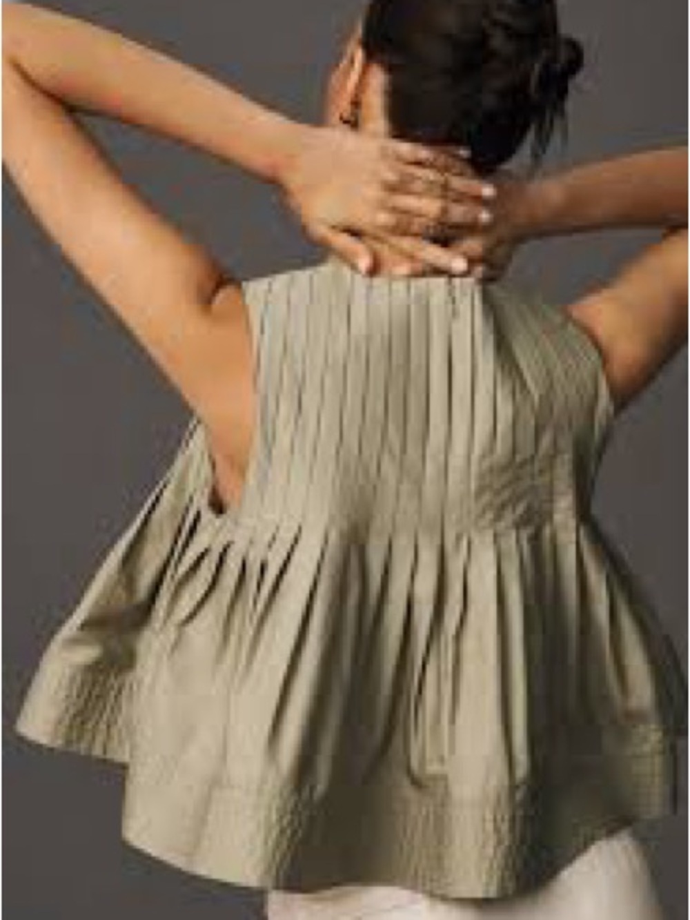 Mare Mare Pleated Structured Swing Tank Top in Sage - Picture 2 of 11